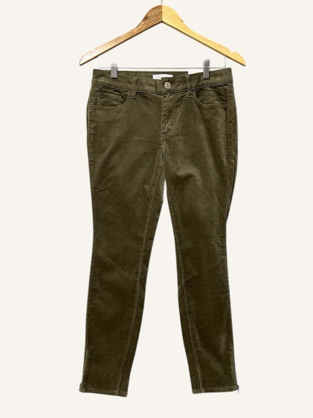 Loft Corduroy Moto Curvy Skinny Pants NWT Size 4 Dark Green Zipper Ankles